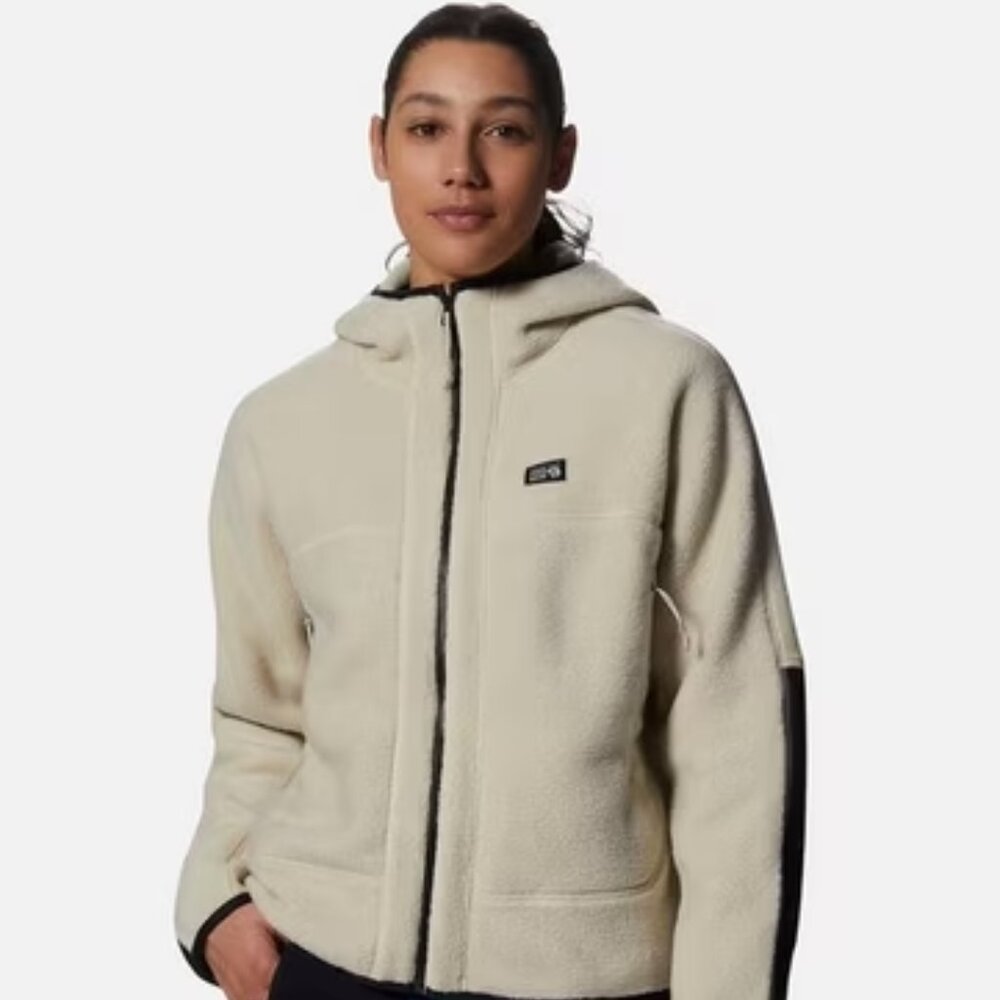 Mountain Hardwear Women's Beige Black High-Loft Sherpa Fleece Jacket Size M